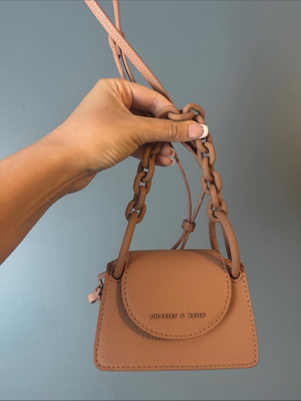 Charles & Keith Mini Top-Handle Bag in Dusty Rose